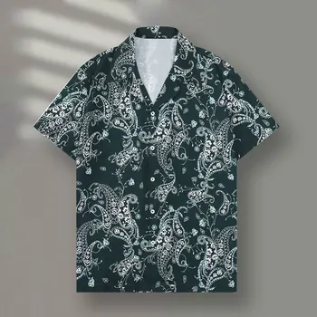 Vasariniai anakardžių gėlių marginimo marškiniai trumpomis rankovėmis Laisvalaikio vyriški marškiniai Gatvės drabužiai Camisa Fashion Masculina Marškiniai Moda Hombre