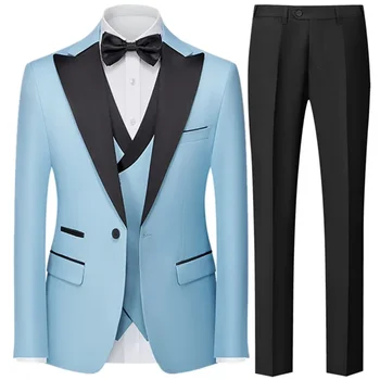 Vyrai Britų plonas kostiumas 3 dalių švarko komplektas Liemenės kelnės / Vyriškas verslas Džentelmenas Aukštos klasės 3 vnt laisvalaikio suknelė Blazers Coat Kelnės