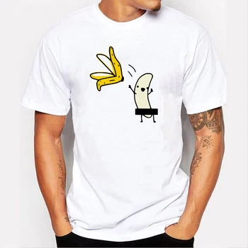 Vyriškas bananų chalatas Juokingas dizainas Spausdinti marškinėliai Vasaros humoras Pokštas Hipsterių marškinėliai Balti laisvalaikio marškinėliai Apranga Gatvės apranga