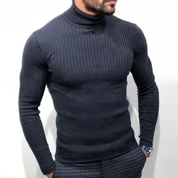 Vyriškas megztinis 2023 Pavasaris ir ruduo Nauja mada Vienspalvis vėžlys Verslas Lieknas Didelio dydžio megztinis