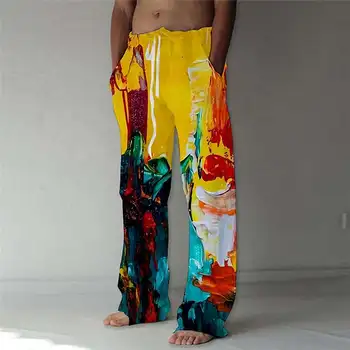 Y2k Fashion Man Luxury Korean Streetwear Jogger Linen Baggy Printing Kelnės Summer New Man's Oversize Graffiti Nauji drabužiai