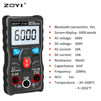 ZOYI Ammeter Auto Rang Analoginės varžos kondensatorius NCV teste ZT-5B skaitmeninis multimetras 