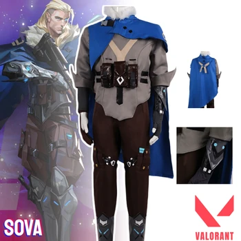 Žaidimas VALORANT vaidmenų žaidimas Sova Cosplay kostiumas Mėlynas apsiaustas Valorant Cos apranga Helovino vakarėliui