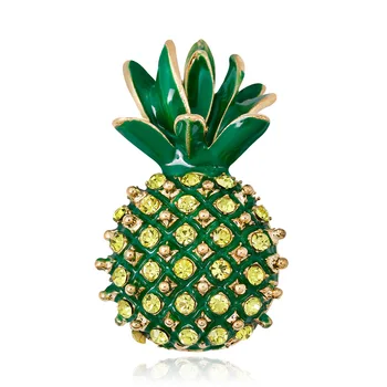 Žali ananasų sagės smeigtukai Prabangus papuošalų vakarėlis Vestuvių dovanos Mada Kalnų krištolas Laisvalaikio biuro vakarėlio sagės moterims