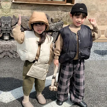 Žiemos berniukų ir mergaičių striukės ir liemenės 2-7 metų kūdikis Korėjietiška versija laisvalaikio striukės 2022 m. mada Nauji vaikiški drabužiai