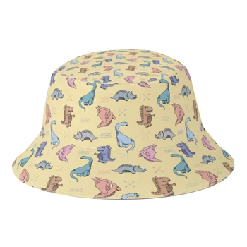 Žiemos dinozaurų rašto kaušo kepurės berniukams mergaitėms Hip Hop gyvūnai Animacinis filmas Žvejo kepurės Žygio saulės kepurė